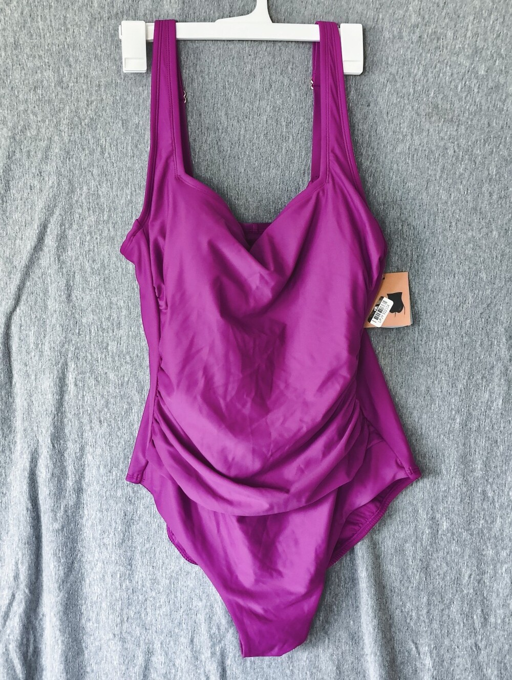 Shade & Shore Women’s Shirred Tummy Control One‑Piece – Purple (Size 18)